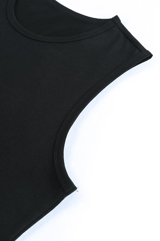 Black Solid O Neck Slim-fit Men\'s Tank Top MC256181-2