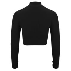 Black Seamless Stand Collar Jacket with Pant Yoga Set TQK710415-2
