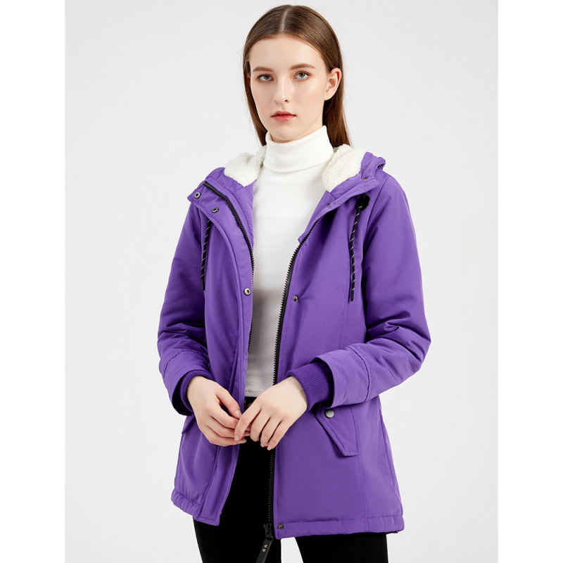 Purple Plush Warm Hooded Parka Coat TQK280128-8