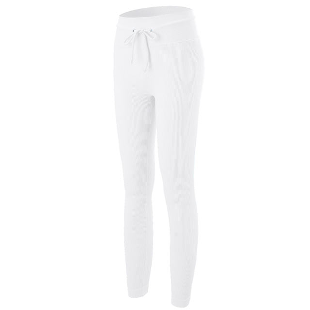 White Seamless Stand Collar Jacket with Pant Yoga Set TQK710415-1