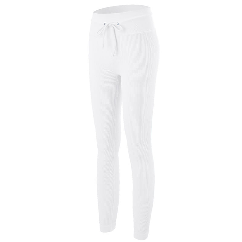 White Seamless Stand Collar Jacket with Pant Yoga Set TQK710415-1