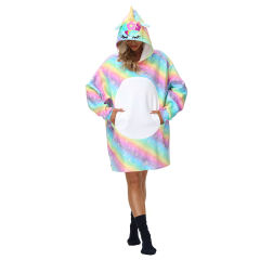 Multicolor Unicorn Cartoon Print Blanket Hoodie TQK230363-29