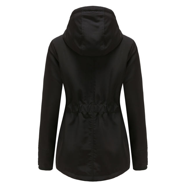 Black Plush Warm Hooded Parka Coat TQK280128-2