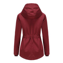 Wine Red Plush Warm Hooded Parka Coat TQK280128-23