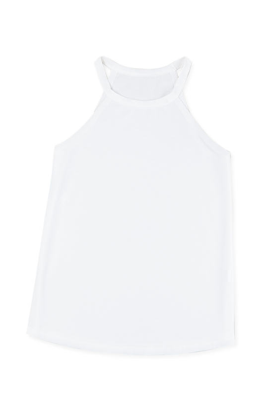 White Plain Halter Neck Tank Top LC2567064-1