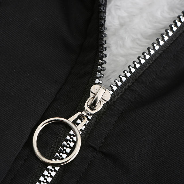 Black Fur Collar Warm Hooded Parka Coat TQK280129-2