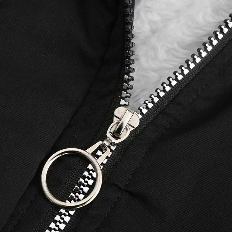 Black Fur Collar Warm Hooded Parka Coat TQK280129-2