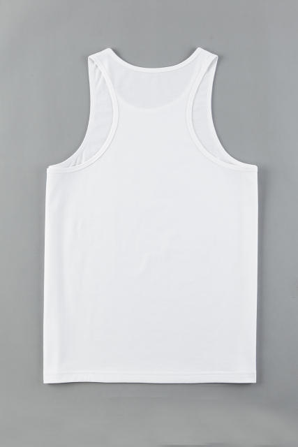 White Men\'s Solid Crew Neck Sleeveless Top MC256180-1