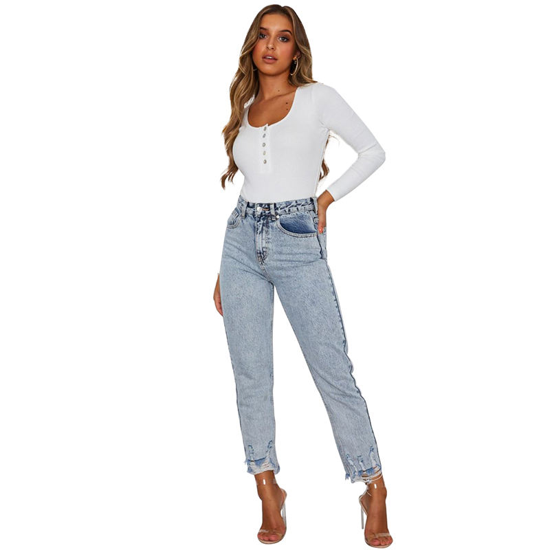 White Zip Up Long Sleeve Bodysuit TQK550148-1