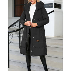 Black Slim Fit Thick Down Jacket Long Coat TQK280218-2