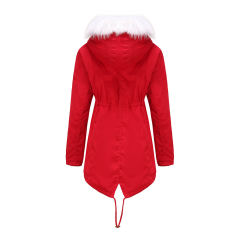 Red Fur Collar Warm Hooded Parka Coat TQK280129-3