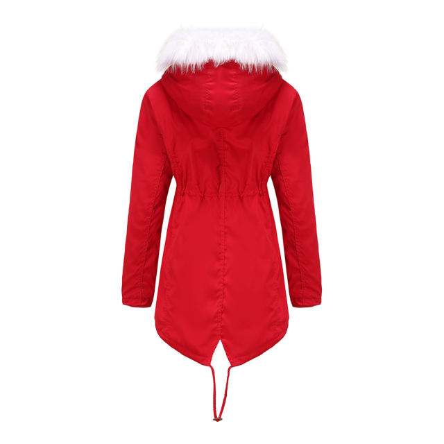 Red Fur Collar Warm Hooded Parka Coat TQK280129-3