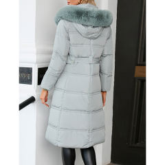 Light Blue Slim Fit Thick Down Jacket Long Coat TQK280218-30