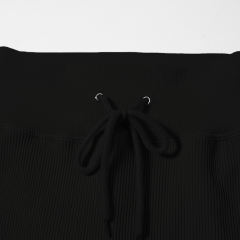 Black Seamless Stand Collar Jacket with Pant Yoga Set TQK710415-2