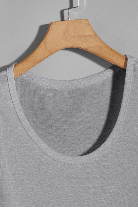 Gray Men\'s Solid Crew Neck Sleeveless Top MC256180-11