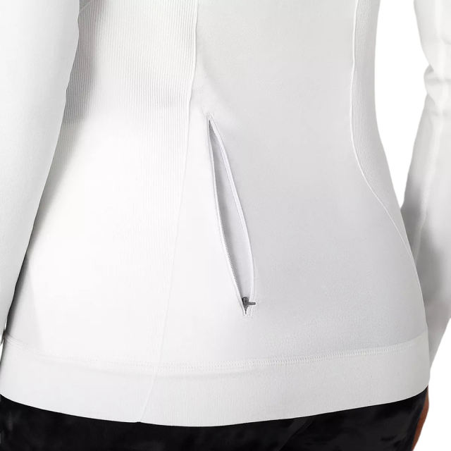 White Quick Dry Zipper Knit Tight Yoga Tops TQE91363-1