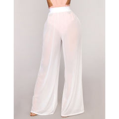White Sheer Mesh Wide Leg Pants TQV510057-1