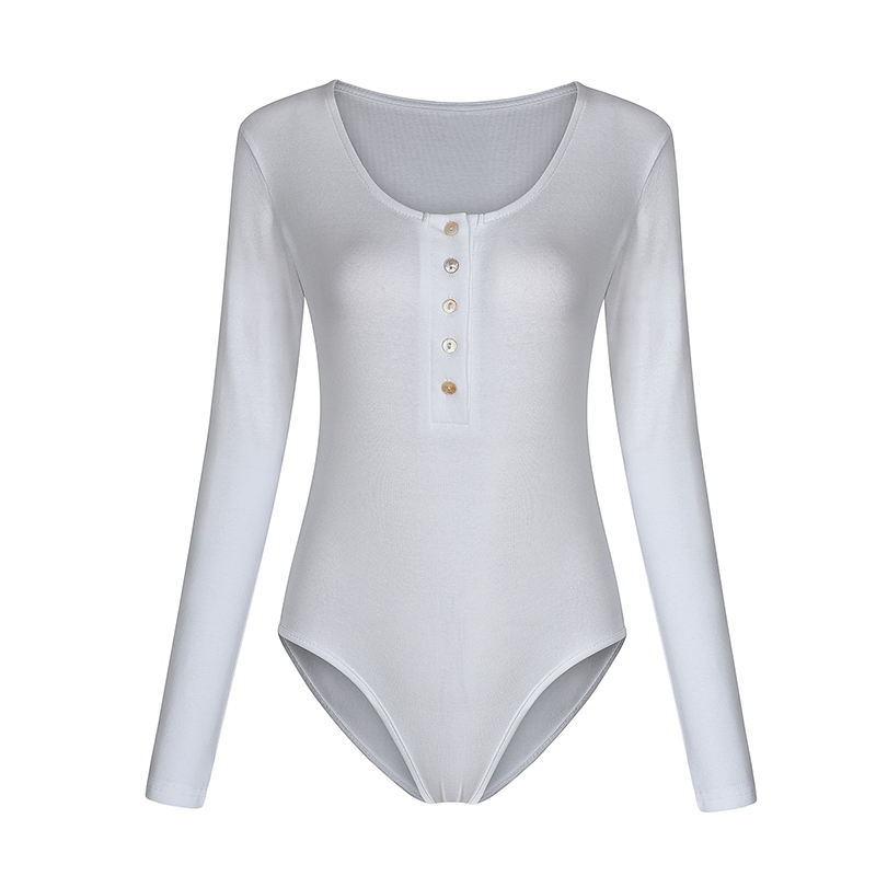 White Zip Up Long Sleeve Bodysuit TQK550148-1
