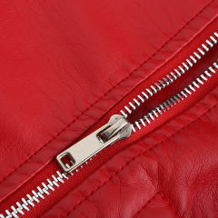 Red Zipper &amp; Bandage PU Leather Jacket TQK280142-3