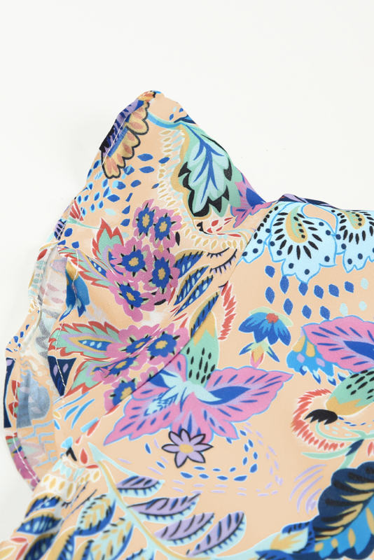 Multicolor Boho Floral Print Asymmetric Hem High Waist Long Dress  LC619215-22