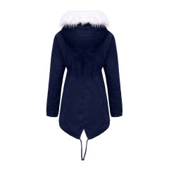 Navy Blue Fur Collar Warm Hooded Parka Coat TQK280129-34