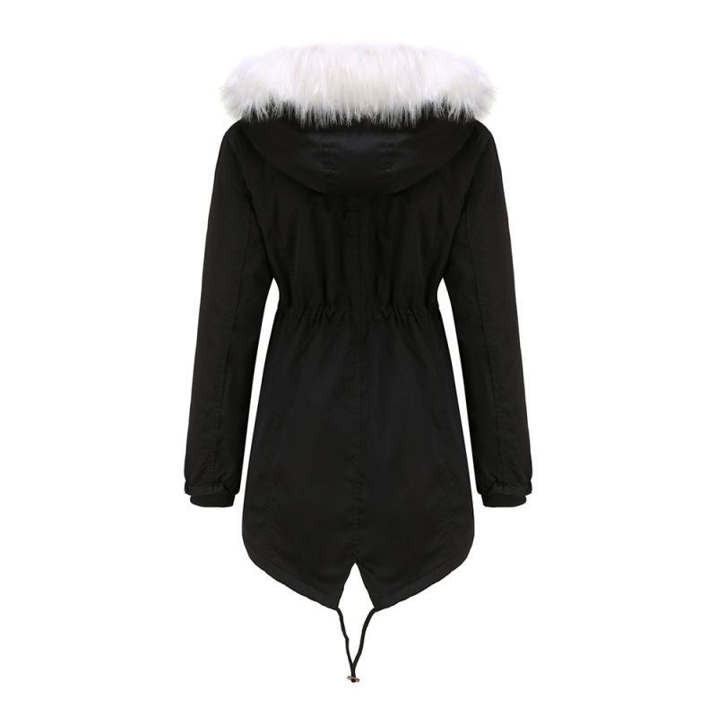 Black Fur Collar Warm Hooded Parka Coat TQK280129-2