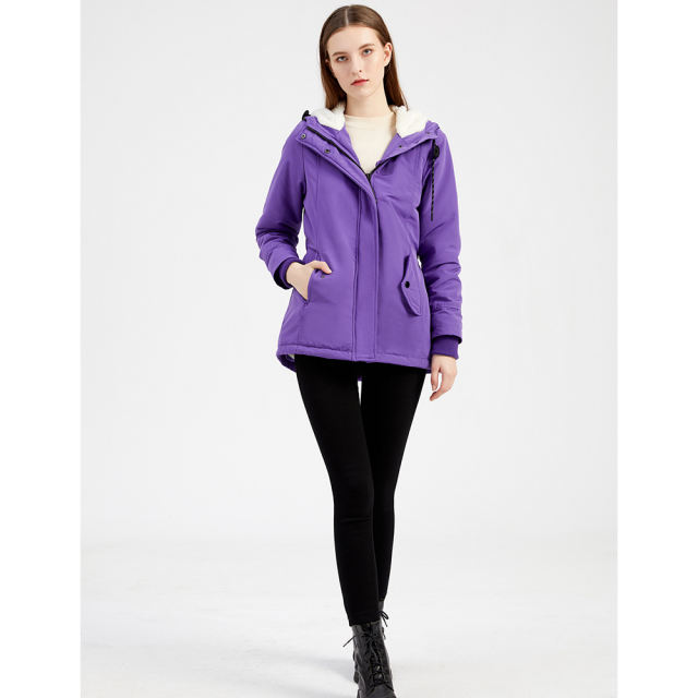 Purple Plush Warm Hooded Parka Coat TQK280128-8