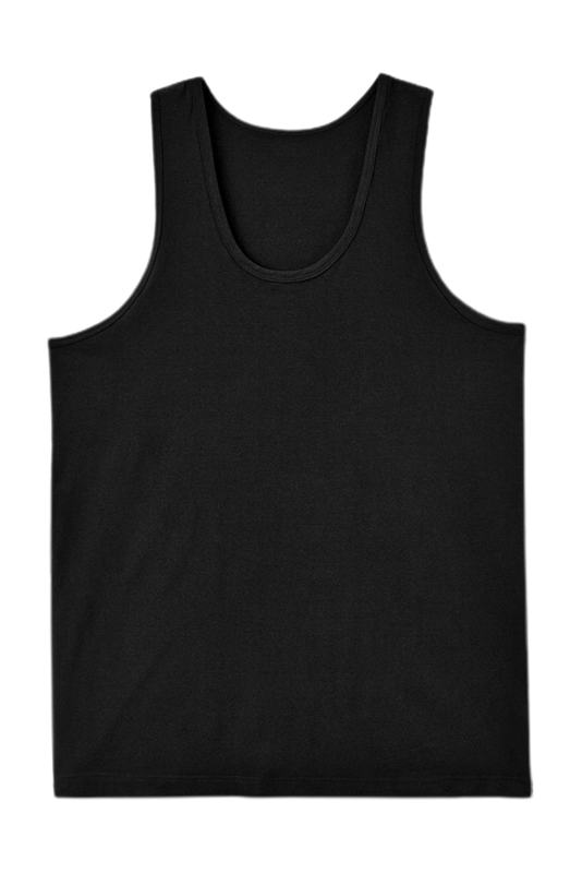 Black Men\'s Solid Crew Neck Sleeveless Top MC256180-2