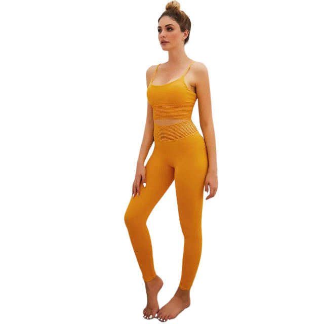 Orange Bra with Poacketed Pant Yoga Set TQE91359-14