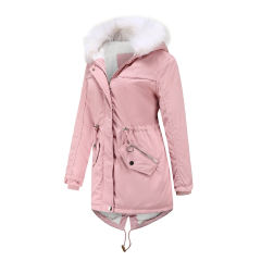 Pink Fur Collar Warm Hooded Parka Coat TQK280129-10