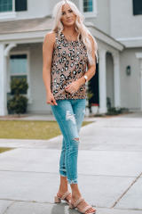 Leopard Print Crew Neck Tank Top LC2565188-20