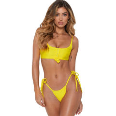 Yellow Bikini Push Up 2pcs Swimsuit