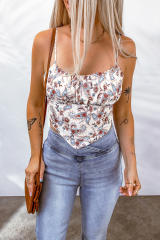 White Paisley Print Spaghetti Straps Tank Top LC2567708-1