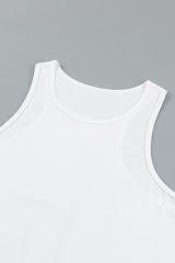 White Men\'s Solid Crew Neck Sleeveless Top MC256180-1