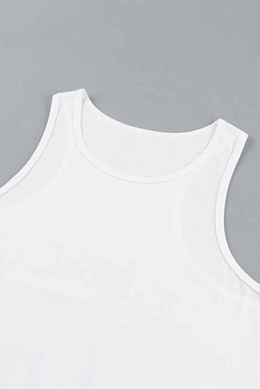 White Men\'s Solid Crew Neck Sleeveless Top MC256180-1