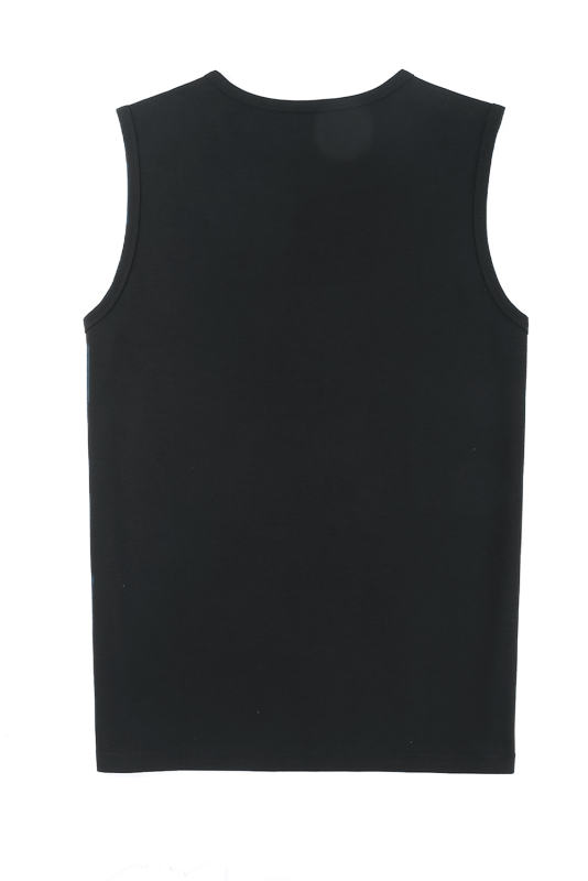 Black Solid O Neck Slim-fit Men\'s Tank Top MC256181-2