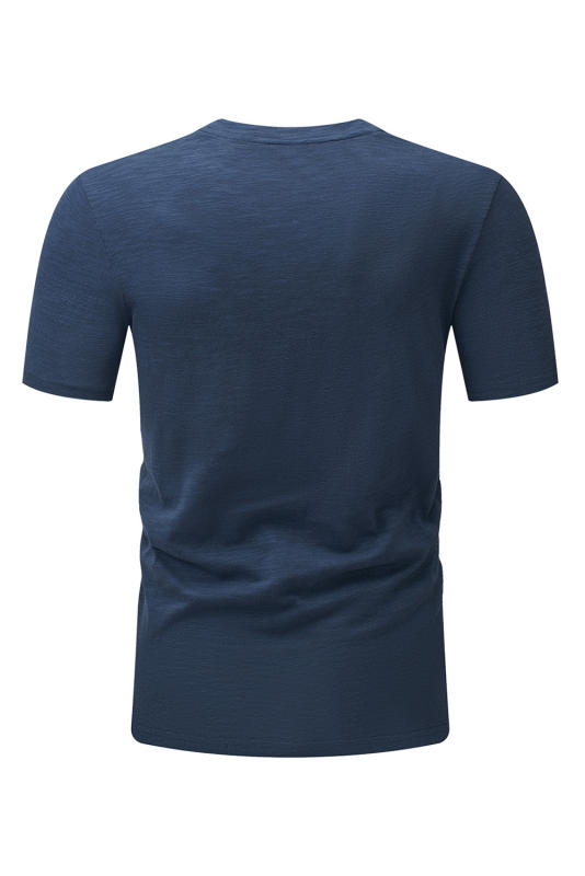 Blue Solid Color Short Sleeve Men\'s T-shirt MC252718-5