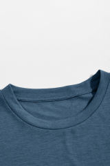 Blue Solid Basic Crewneck Short Sleeve Men\'s T-shirt MC252852-5