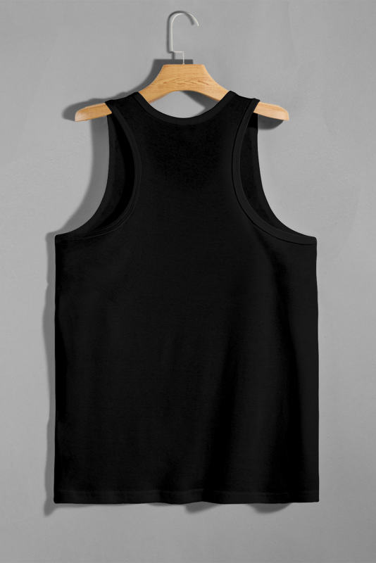 Black Men\'s Solid Crew Neck Sleeveless Top MC256180-2