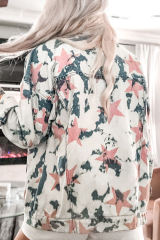 White Stars Tie Dye Print Buttoned Denim Jacket LC788208-1