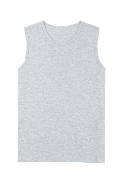 Gray Solid O Neck Slim-fit Men\'s Tank Top MC256181-11