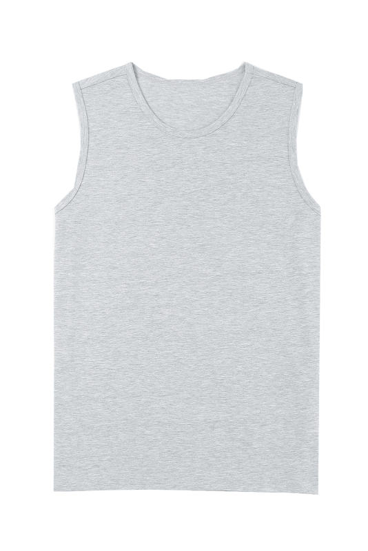 Gray Solid O Neck Slim-fit Men\'s Tank Top MC256181-11