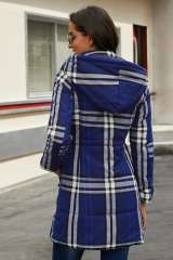 Blue Vintage Plaid Cotton Quilted Trench Coat LC85189-5