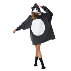 Dark Gray Cartoon Print Blanket Hoodie TQK230374-26