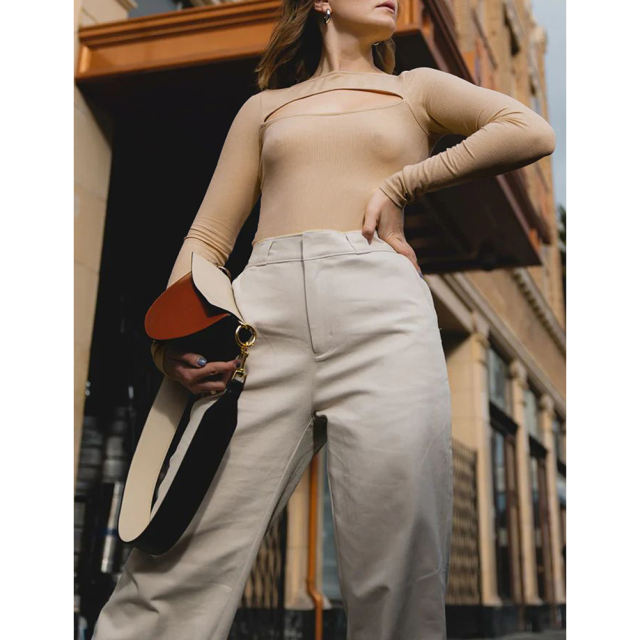 Apricot Ribbed Cut-out Long Sleeve Bodysuit TQV220110-18