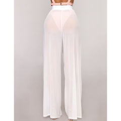 White Sheer Mesh Wide Leg Pants TQV510057-1