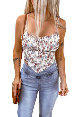 White Paisley Print Spaghetti Straps Tank Top LC2567708-1