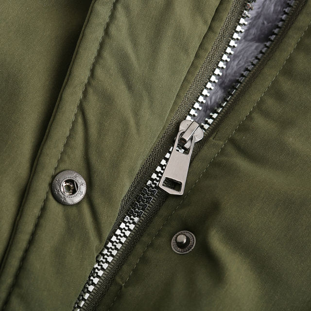 Army Green Fur Collar Drawstring Waist Warm Hooded Parka Coat TQK280130-27