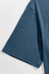 Blue Solid Basic Crewneck Short Sleeve Men\'s T-shirt MC252852-5