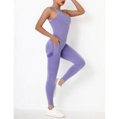Purple Back-Criss Seamless Yoga One Piece Jumpsuit TQE91567-8